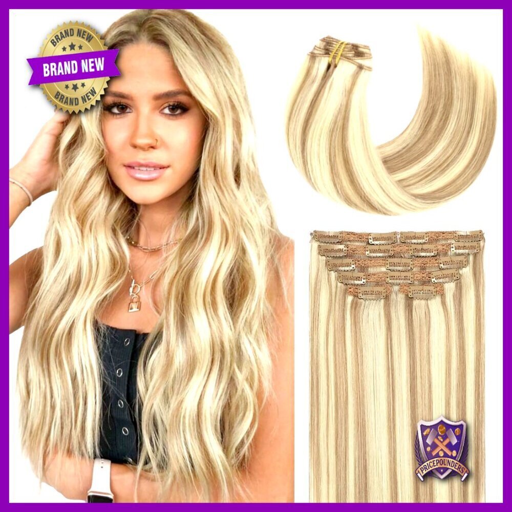 Human Hair Clip-In Extensions Thick Straight Remy 7pcs 16 Inch